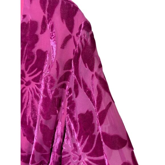 Hutch Womens Daniella Velvet Wrap Maxi Dress XL Romantic Boho Floral Fuchsia - Picture 7 of 12